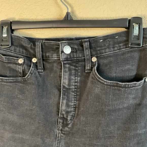 Madewell Womens 26 Black High Rise Cut Off Denim Shorts Distressed - Picture 4 of 7